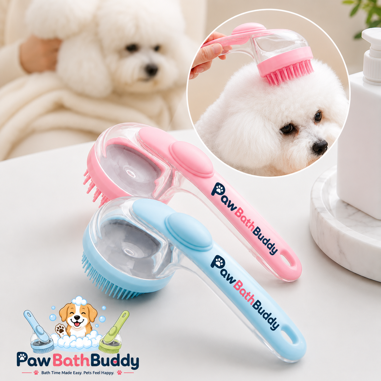 PawBathBuddy™ 2-in-1 Pet Bath Brush